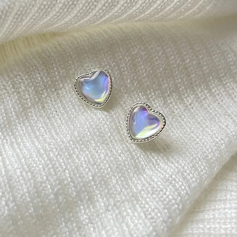 Ear Clip Without Ear Hole Women's Summer Ear Bone Clip Light Luxury Small Opal Heart Resin Stone Earrings Temperament Versatile